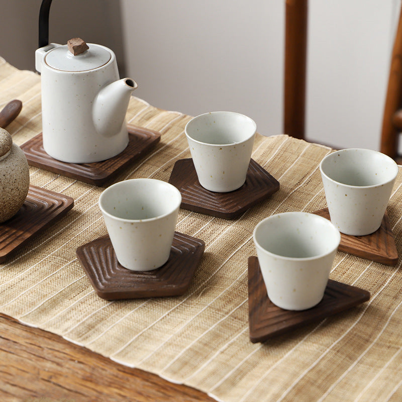 Black Walnut Solid Wood Tea Coaster Insulation Pad Coffee Coaster Water Cup Cup Holder Heat-Proof Pad Tea Art Accessories