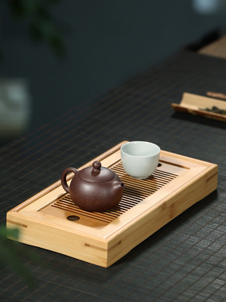 Portable Bamboo Tea Tray - Minimalist Serving Tray for Tea Ceremony & Travel