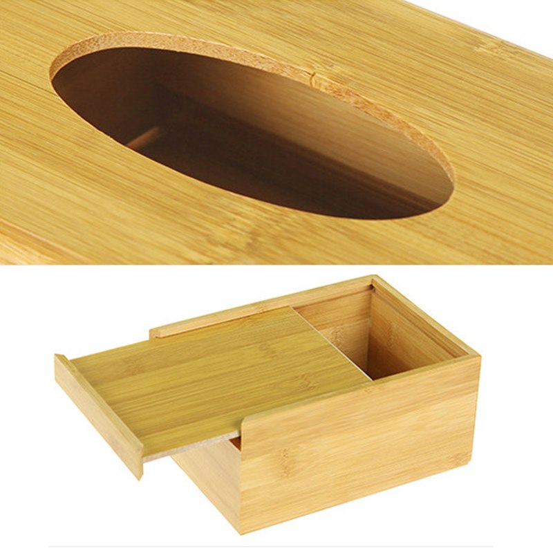 Natural Bamboo Tissue Box - Elegant Rectangle Holder for Home, Office, and Hotel
