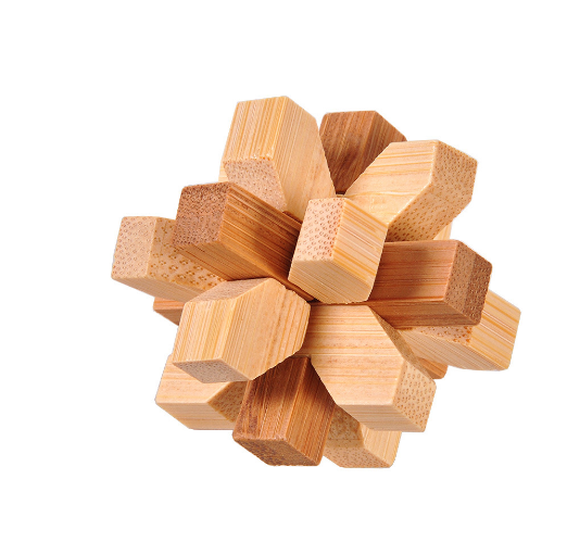 Bamboo Kongming Lock Set - Luban Brain Teaser Puzzle Collection Ball Square Tetrahedron Educational IQ Toys