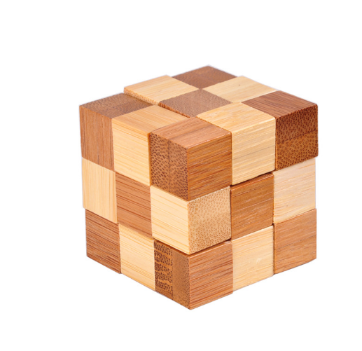 Bamboo Kongming Lock Set - Luban Brain Teaser Puzzle Collection Ball Square Tetrahedron Educational IQ Toys