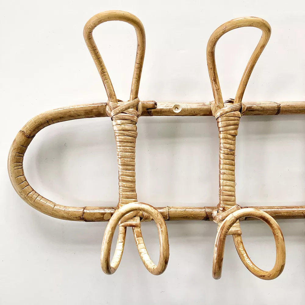 Kids Room Decor Rattan Wall Hooks - Children's Garment Organizer & Clothes Hanger Rack