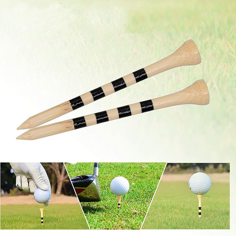 Professional Golf Tees - Durable Bamboo Tees Natural Color 70mm & 83mm (100pcs/pack)