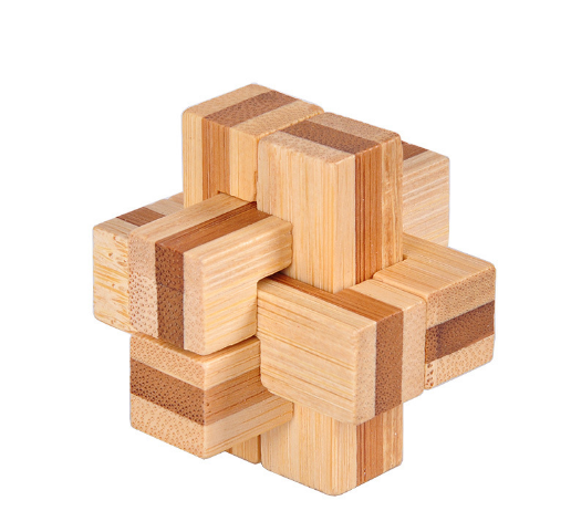 Bamboo Kongming Lock Set - Luban Brain Teaser Puzzle Collection Ball Square Tetrahedron Educational IQ Toys
