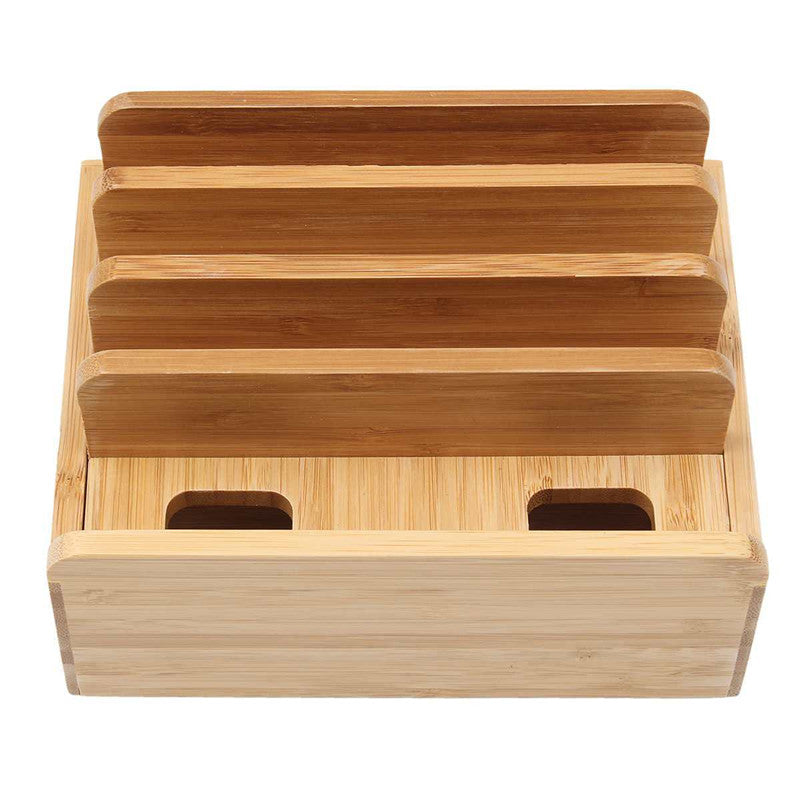 Bamboo Multi-Device Charging Station - Wooden Phone Dock for iPhone, Tablet & Smartwatch
