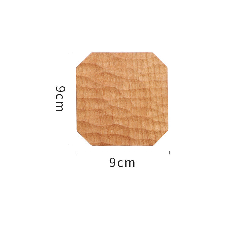 Cherry Wood Artisan Kung fu Tea Coaster: Hand-Carved Wooden Saucer for Tea Enthusiasts