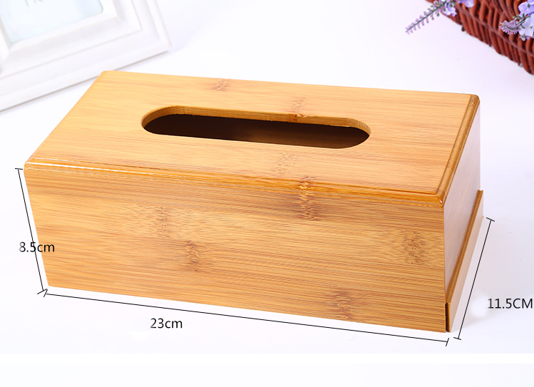 Natural Bamboo Tissue Box - Elegant Rectangle Holder for Home, Office, and Hotel