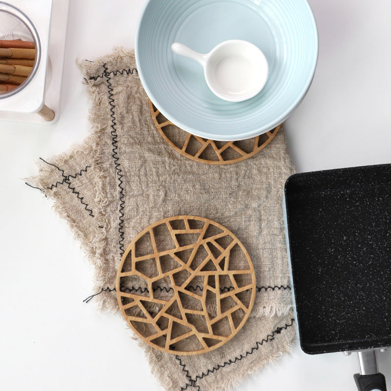Bamboo Wood Honeycomb Pot Pad - Multi-Functional Thermal Insulation Teapot Cushion