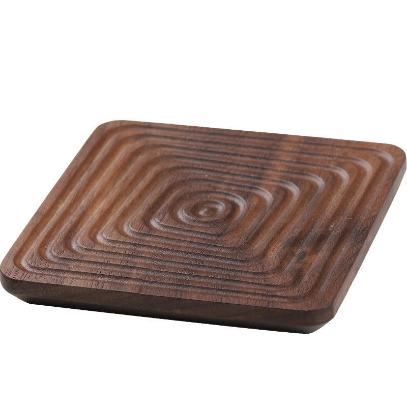 Black Walnut Solid Wood Tea Coaster Insulation Pad Coffee Coaster Water Cup Cup Holder Heat-Proof Pad Tea Art Accessories
