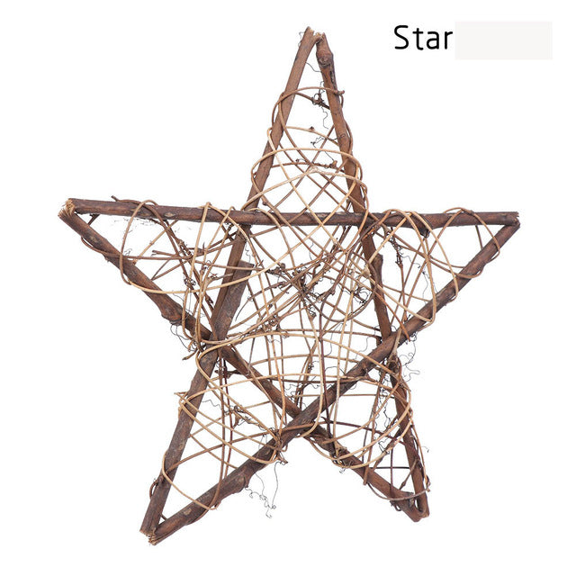 Christmas Rattan Ring Natural Heart Star Festive Wreaths: Perfect Holiday & Wedding Decor!