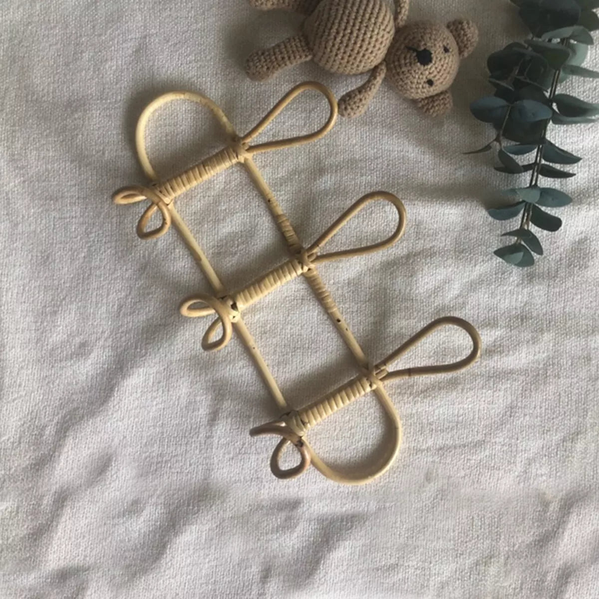 Kids Room Decor Rattan Wall Hooks - Children's Garment Organizer & Clothes Hanger Rack