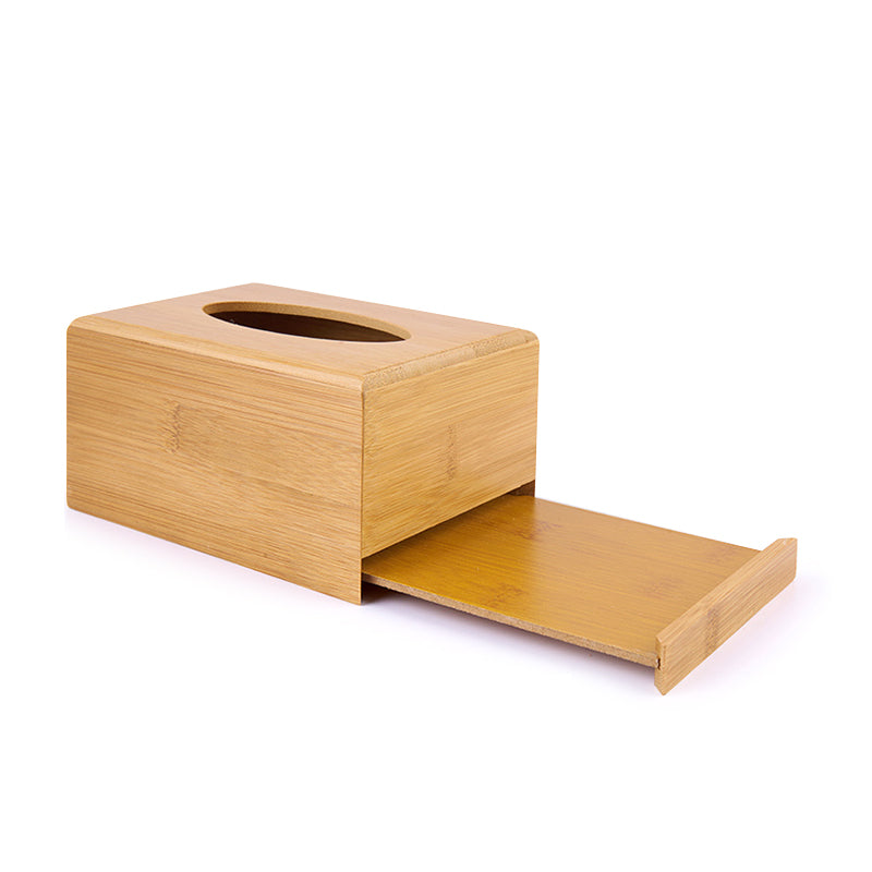 Natural Bamboo Tissue Box - Elegant Rectangle Holder for Home, Office, and Hotel