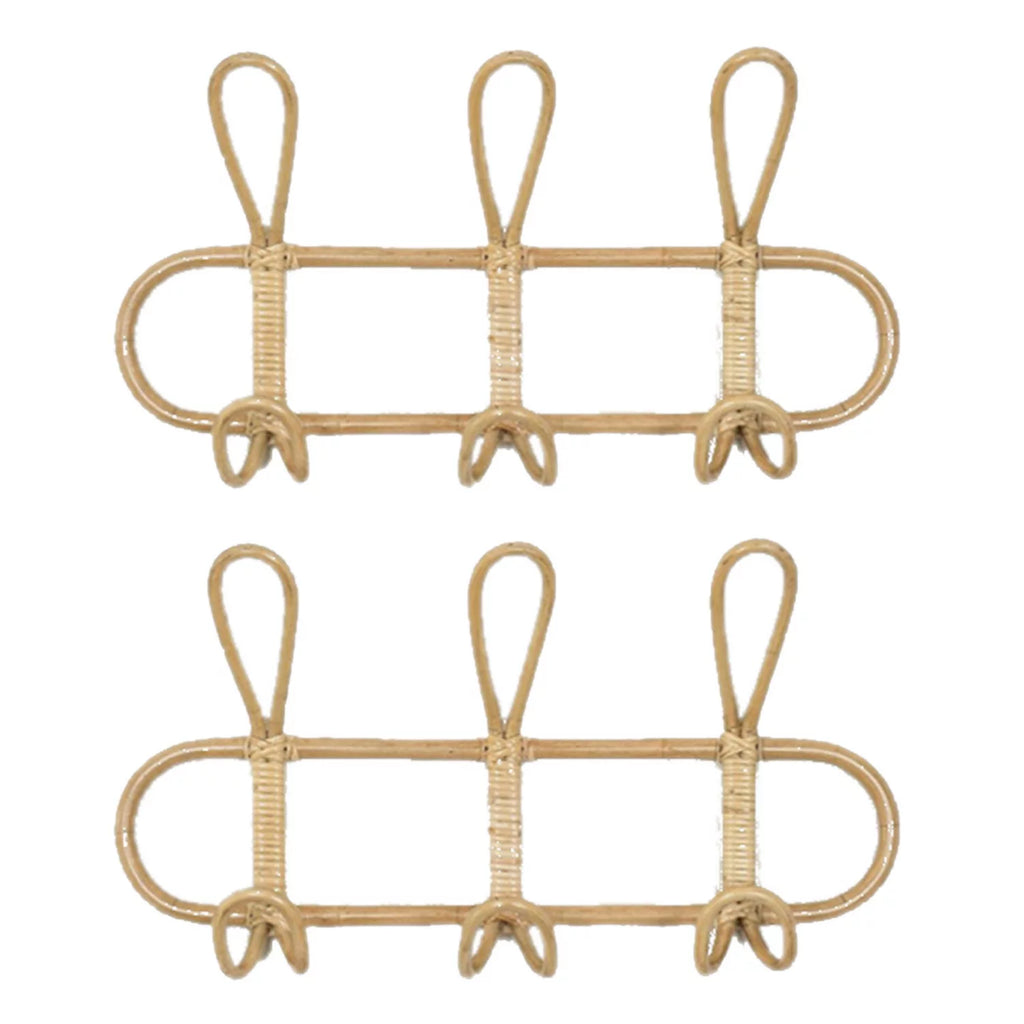 Kids Room Decor Rattan Wall Hooks - Children's Garment Organizer & Clothes Hanger Rack