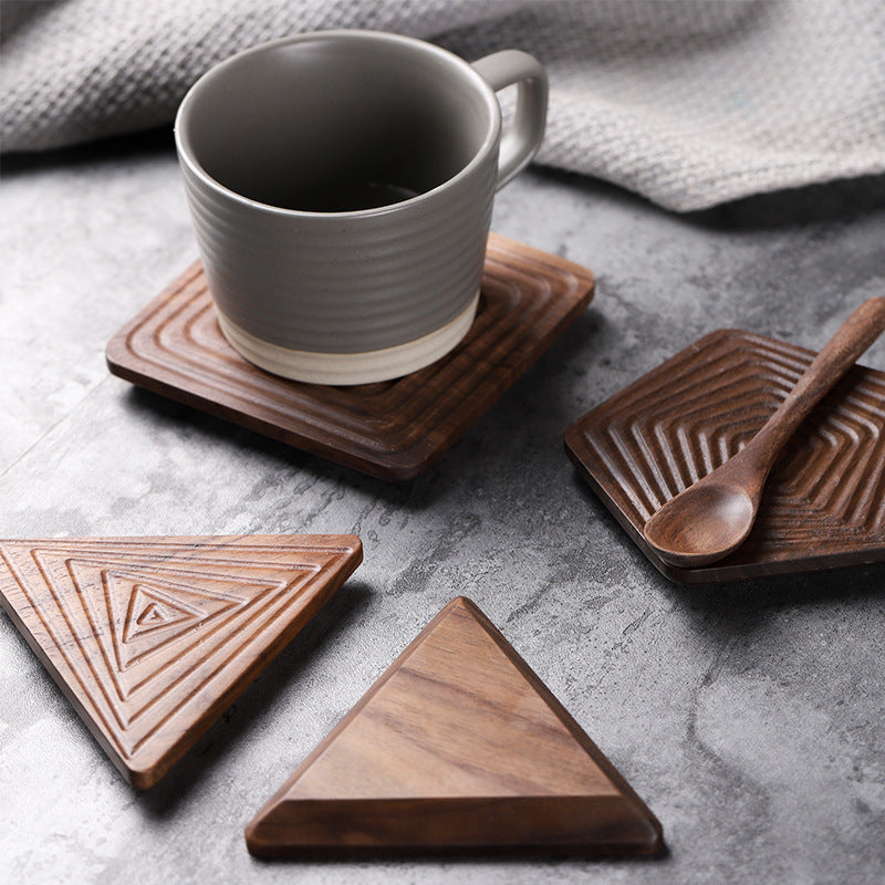 Black Walnut Solid Wood Tea Coaster Insulation Pad Coffee Coaster Water Cup Cup Holder Heat-Proof Pad Tea Art Accessories