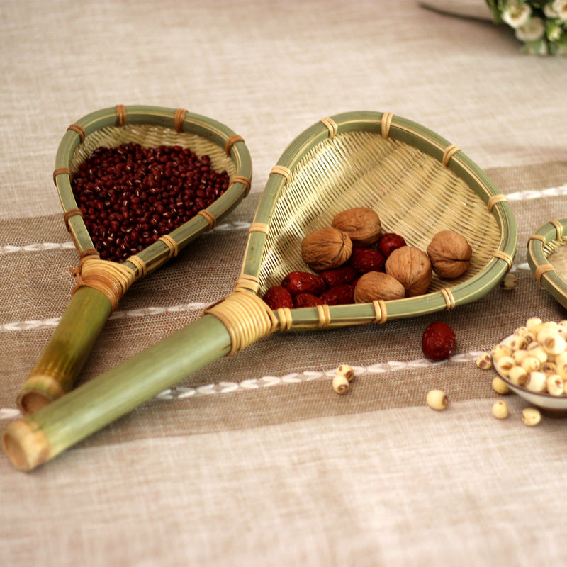 Bamboo Woven Noodle Scoop - Multi-Purpose Hot Pot Strainer Skimmer Kitchen Filter Utensil