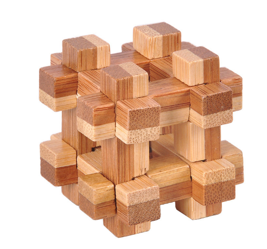 Bamboo Kongming Lock Set - Luban Brain Teaser Puzzle Collection Ball Square Tetrahedron Educational IQ Toys