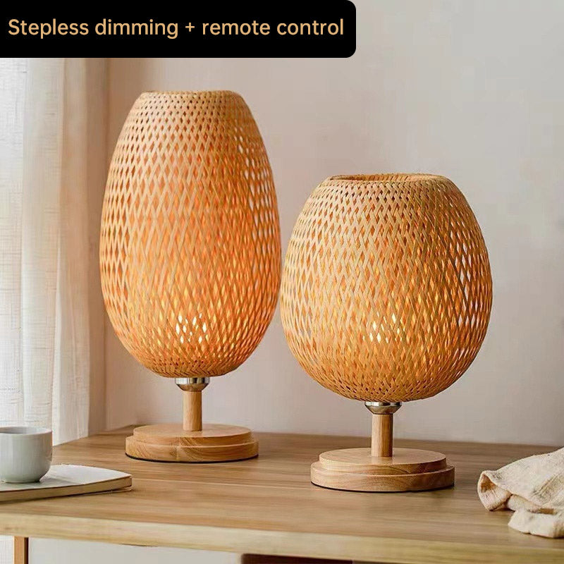 Vietnamese Artisan Zen Bamboo Desk Lamp: Handcrafted Illumination