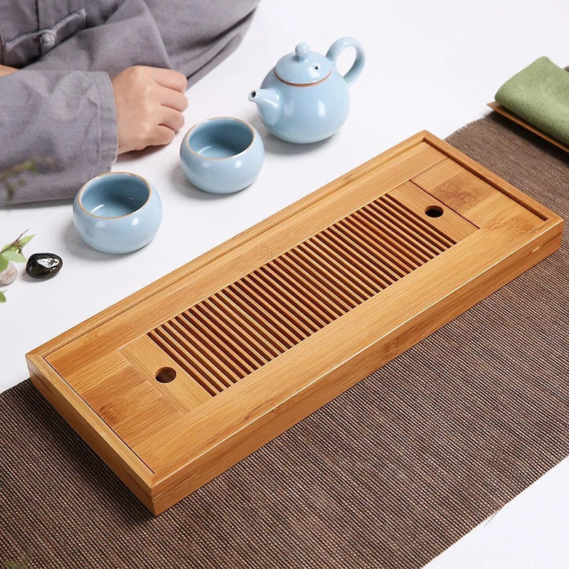 Portable Bamboo Tea Tray - Minimalist Serving Tray for Tea Ceremony & Travel
