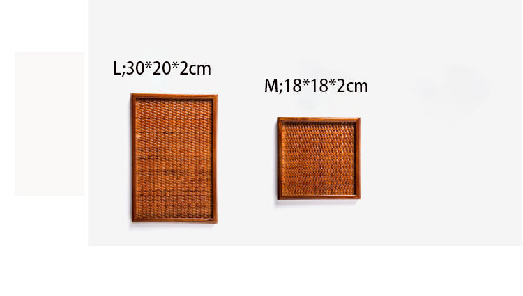 Wooden Flat Plate - Ash Willow Rattan Rectangular Dinner Tray for Hotels, Restaurants & Home Dining