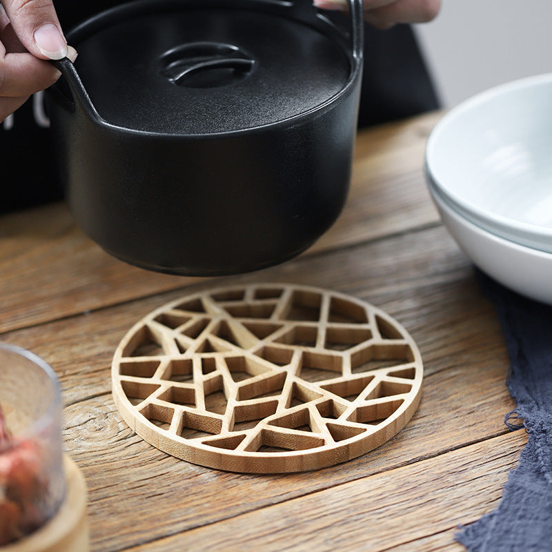 Bamboo Wood Honeycomb Pot Pad - Multi-Functional Thermal Insulation Teapot Cushion