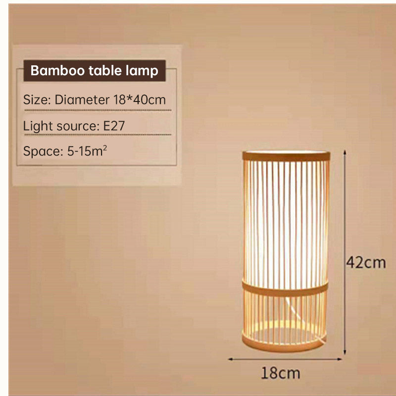 Vietnamese Artisan Zen Bamboo Desk Lamp: Handcrafted Illumination