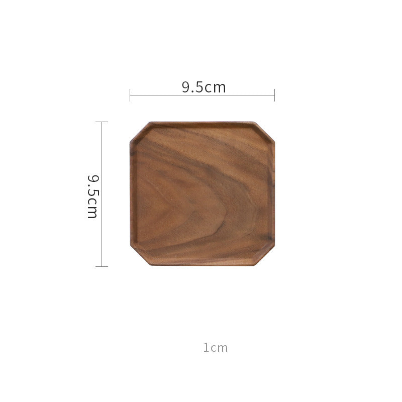 Black Walnut Wood Coasters - Premium Solid Wood Anti-Scalding Tea Cup Holders with Creative Petal Design