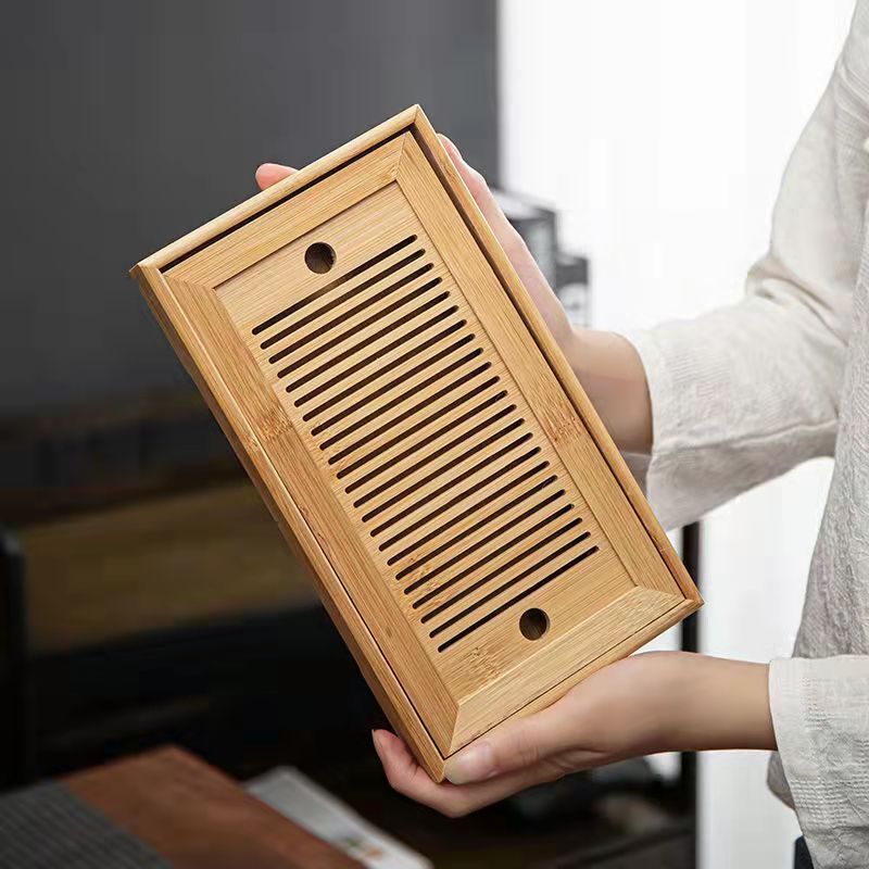 Portable Bamboo Tea Tray - Minimalist Serving Tray for Tea Ceremony & Travel