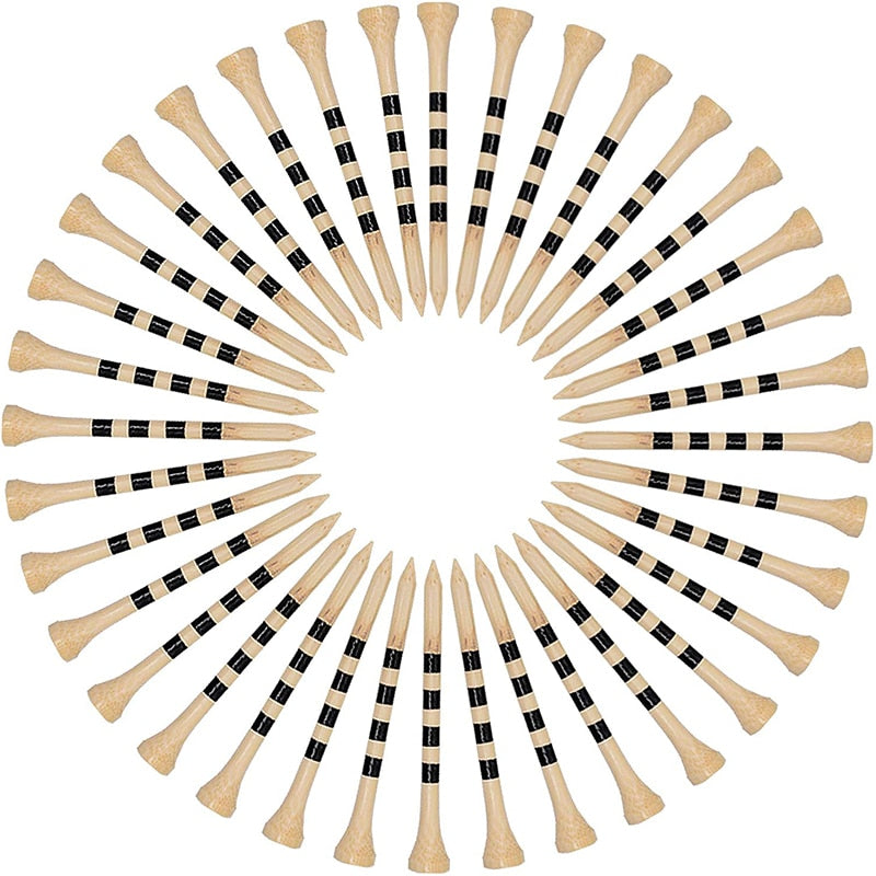 Professional Golf Tees - Durable Bamboo Tees Natural Color 70mm & 83mm (100pcs/pack)