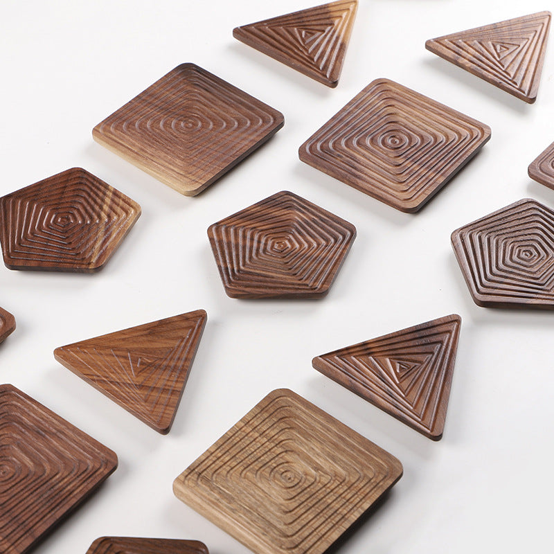 Black Walnut Solid Wood Tea Coaster Insulation Pad Coffee Coaster Water Cup Cup Holder Heat-Proof Pad Tea Art Accessories