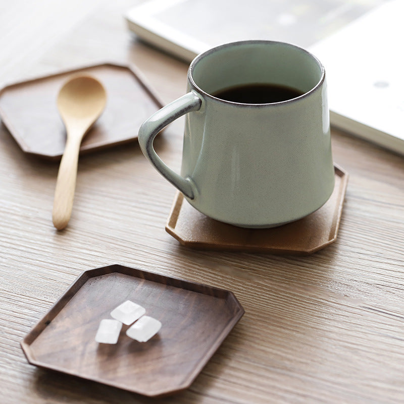 Black Walnut Wood Coasters - Premium Solid Wood Anti-Scalding Tea Cup Holders with Creative Petal Design