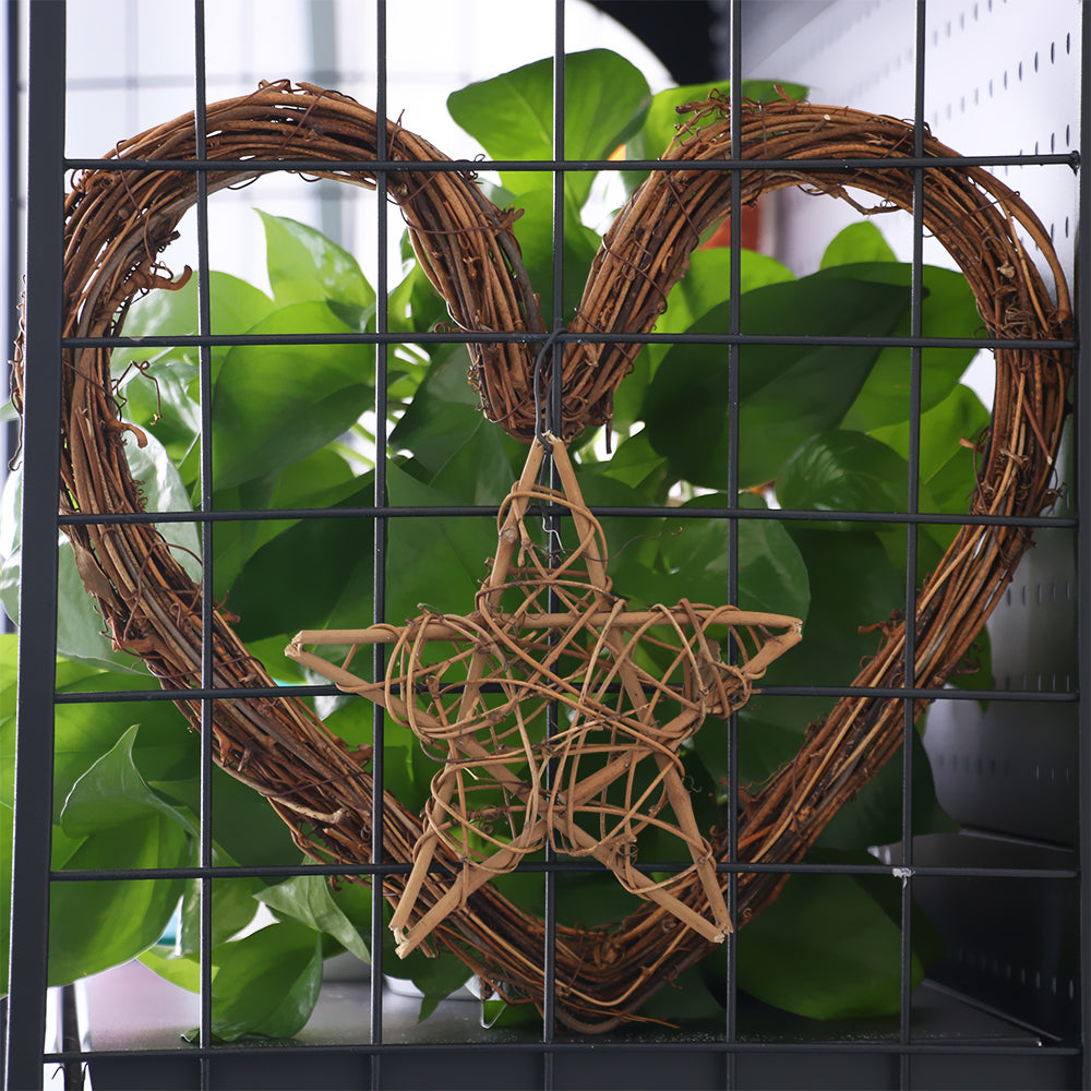 Christmas Rattan Ring Natural Heart Star Festive Wreaths: Perfect Holiday & Wedding Decor!
