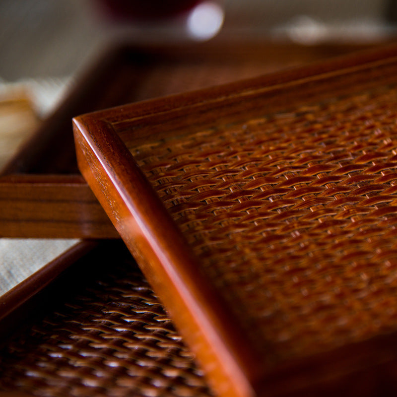 Wooden Flat Plate - Ash Willow Rattan Rectangular Dinner Tray for Hotels, Restaurants & Home Dining