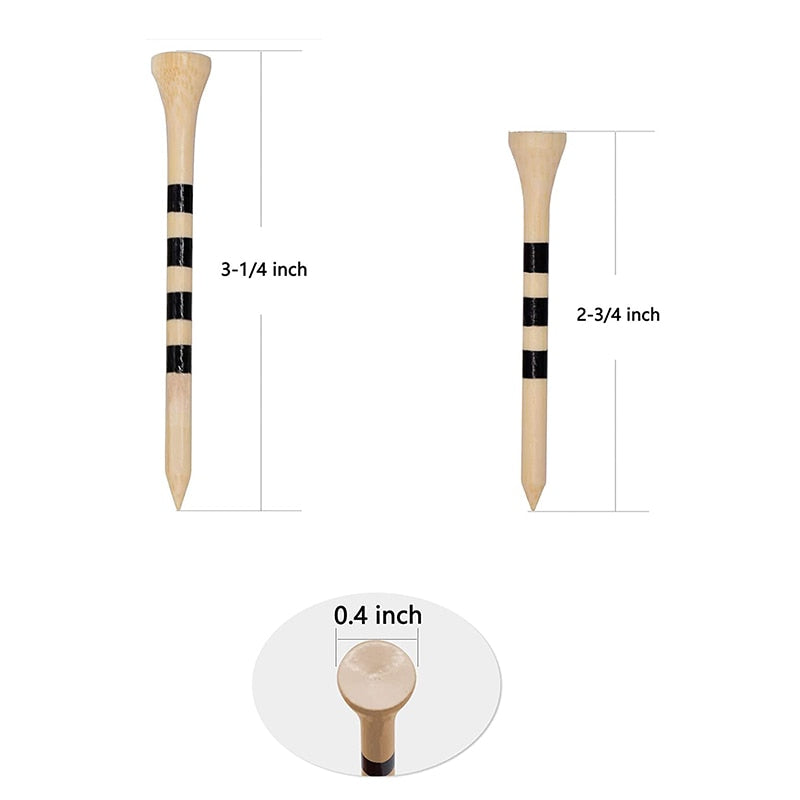 Professional Golf Tees - Durable Bamboo Tees Natural Color 70mm & 83mm (100pcs/pack)