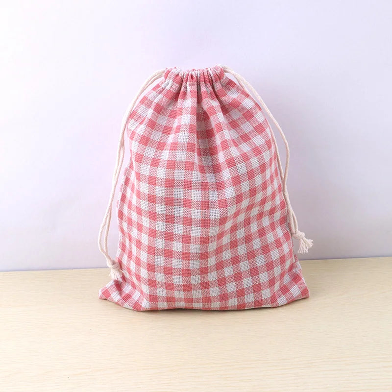Cute Animal Print Drawstring Storage Bag - Cotton Linen Pouch for Kids, Makeup & Travel Organization