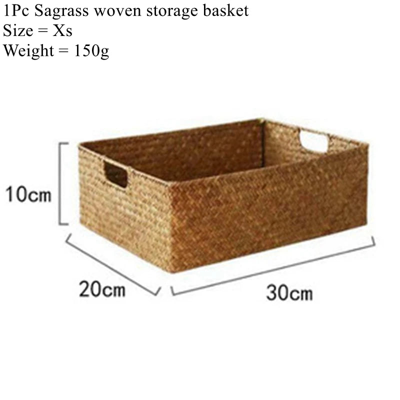 Zerolife Natural Large Woven Seagrass Basket - Straw Wicker Storage for Home, Kitchen & Table Organization