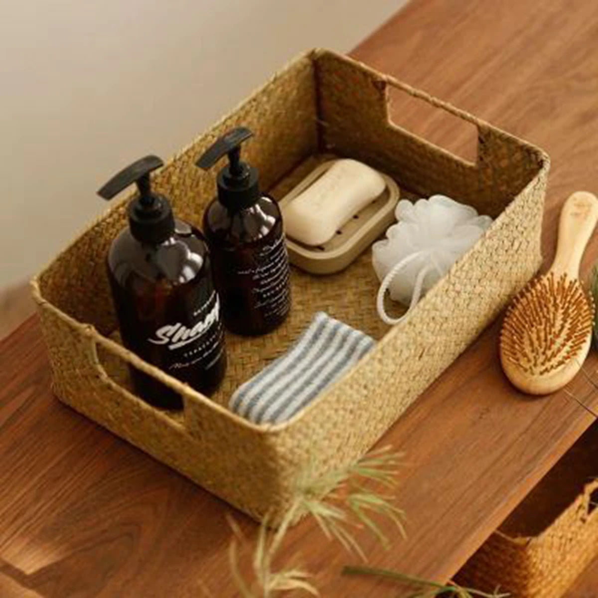 Zerolife Natural Large Woven Seagrass Basket - Straw Wicker Storage for Home, Kitchen & Table Organization