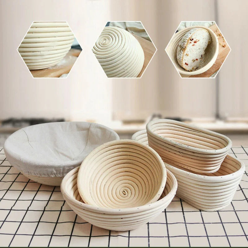 Bread Banneton Liner Basket - Oval Rattan Brotform for Rising & Fruit Display