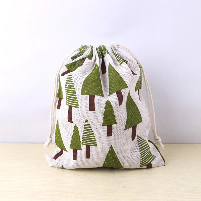 Cute Animal Print Drawstring Storage Bag - Cotton Linen Pouch for Kids, Makeup & Travel Organization