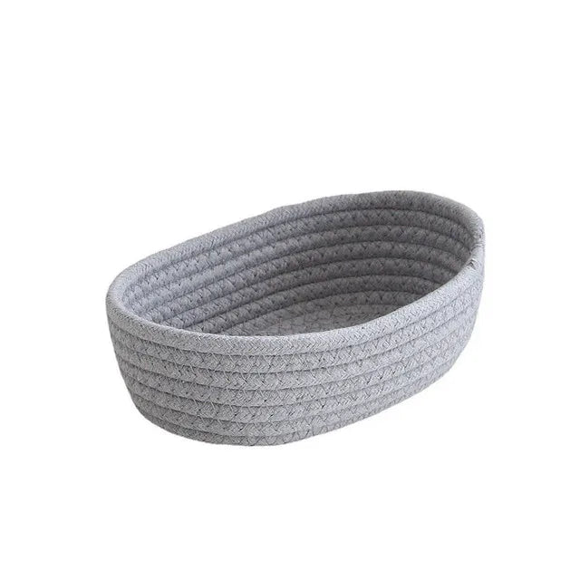 Nordic Cotton Rope Woven Storage Baskets - Multi-Purpose Desktop Organizer for Cosmetics, Keys & Sundries
