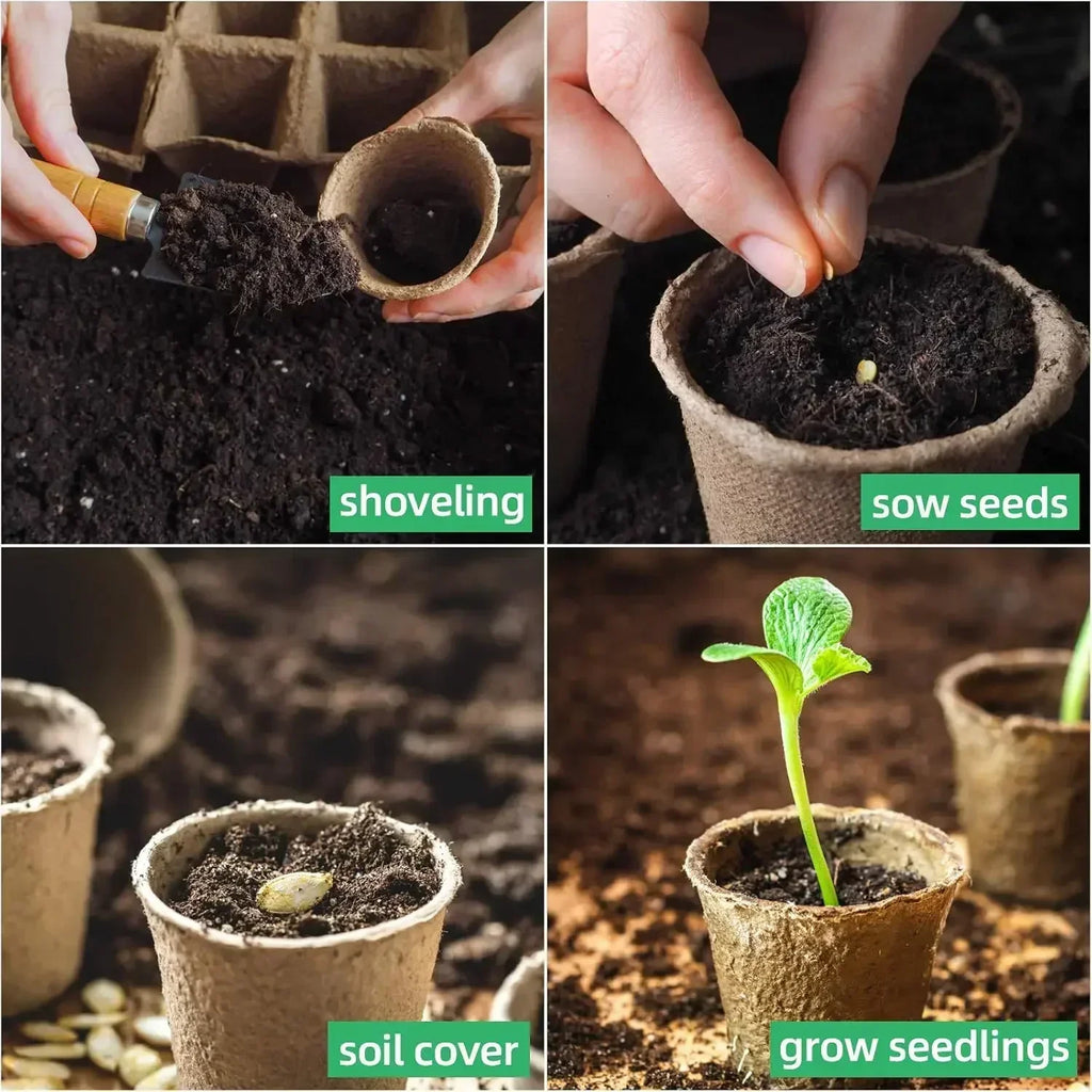 Coco Coir Seed Starter Plant Pots - Biodegradable Nursery Pots for Seedling Germination & Transplanting