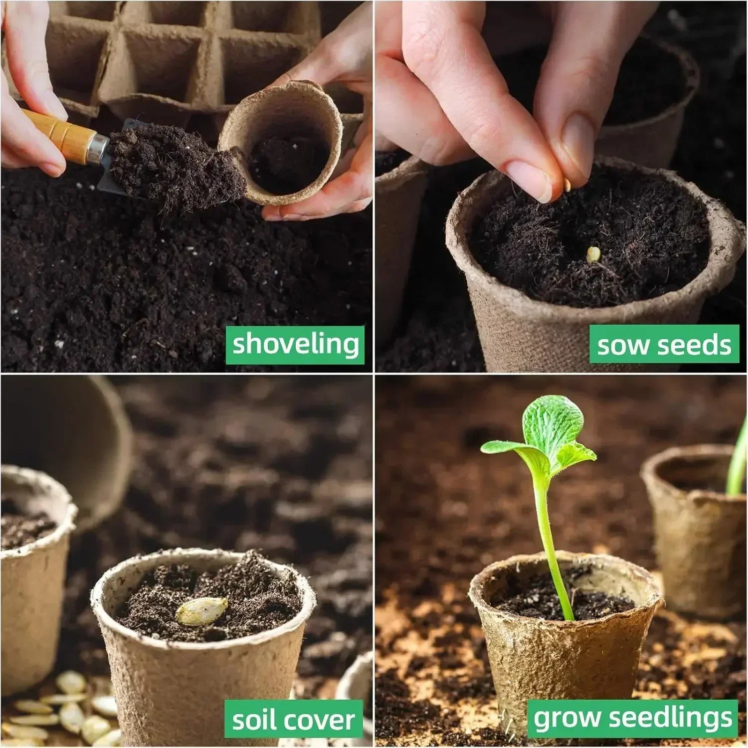 Coco Coir Seed Starter Plant Pots - Biodegradable Nursery Pots for Seedling Germination & Transplanting