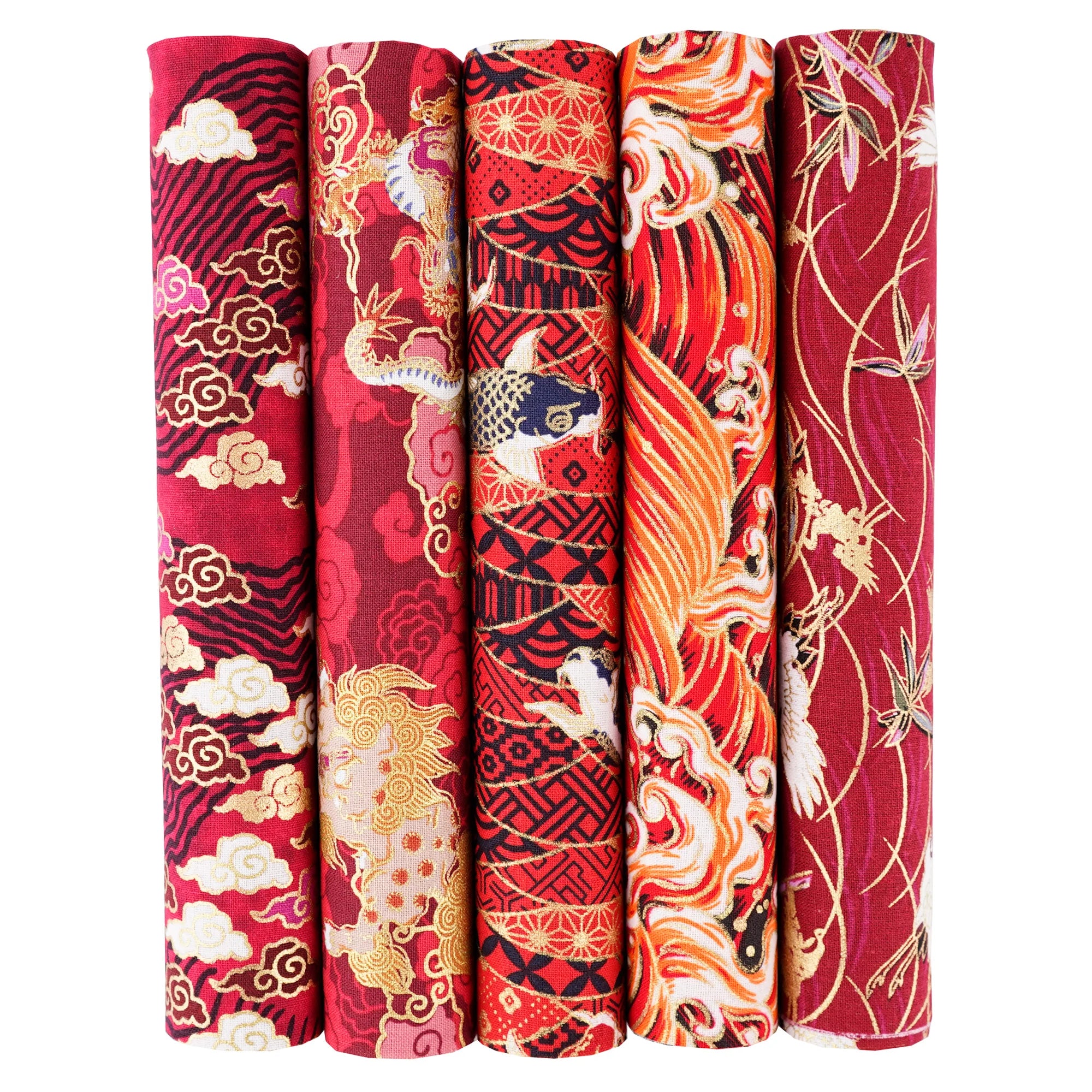 100% Cotton Fabric Bundle - 5 Different Designs for DIY Quilting, Sewing & Patchwork Crafts (50x50cm & 25x25cm)