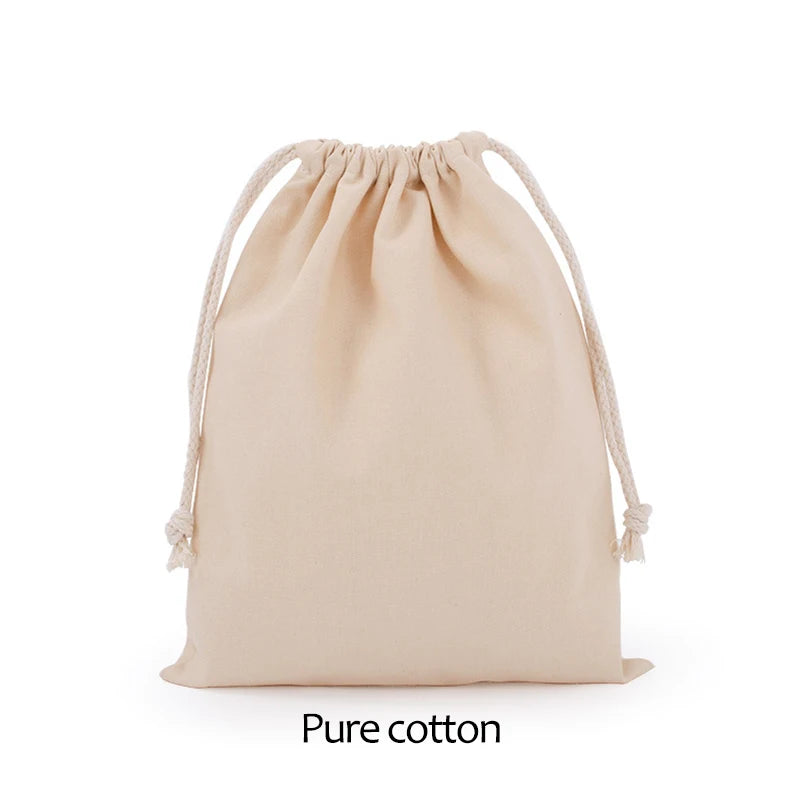 Cotton Drawstring Storage Bag - White Canvas Pouch for Candy, Gifts & Home Organization