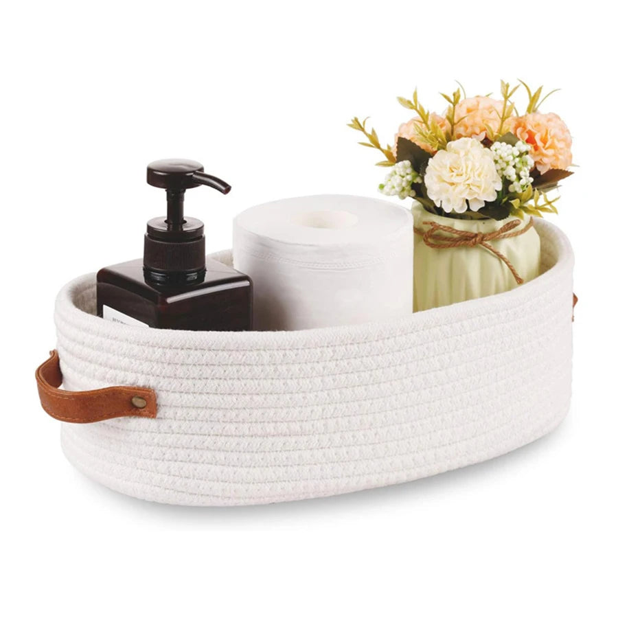 Nordic Cotton Rope Woven Storage Baskets - Desktop Sundries Organizer for Keys & Cosmetics