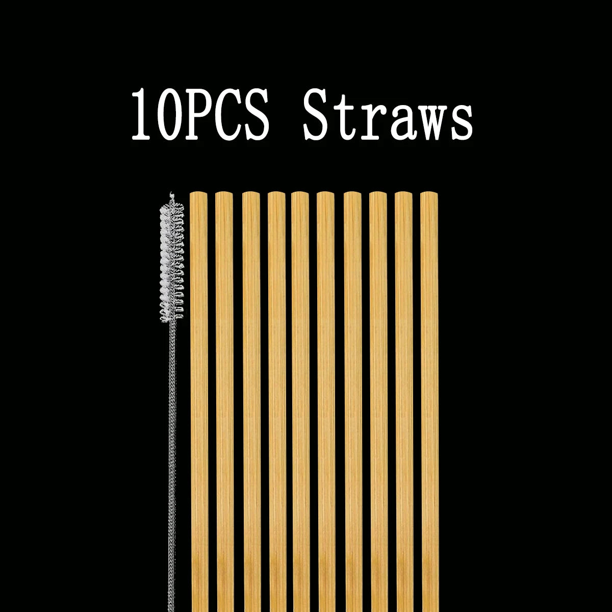Natural Bamboo Drinking Straw 7.8" - Eco-Friendly Reusable Straws with Clean Brush (0.8x20cm)