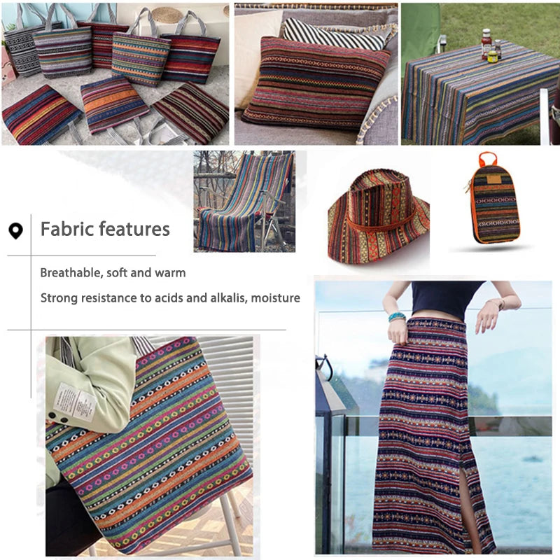 Teramila Ethnic Style Cotton Linen Fabric - Hotel Bar Tablecloth Pillow Sofa Cover Textile for Patchwork & Curtains