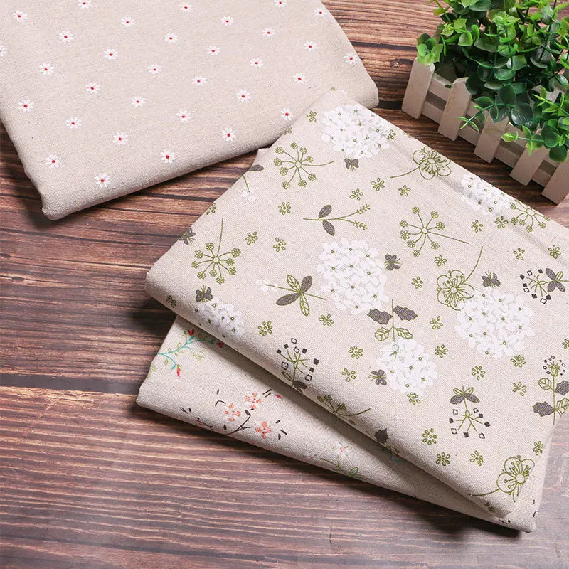 150x50cm Cotton Linen Blue Retro Orchid Fabric - Rural Pastoral Style for Handmade Curtains & DIY Home Decoration