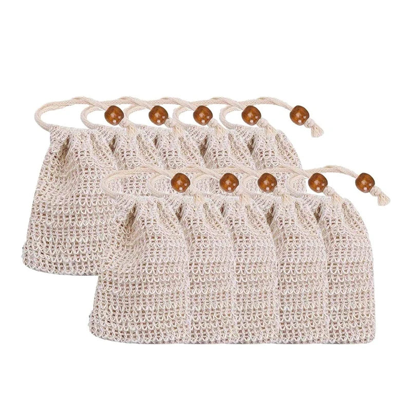 5-50pcs Natural Sisal Soap Bags Shower Bath Exfoliating Soap Saver Pouch Holder for Bath & Shower Use Soap Packaging Mesh Bags