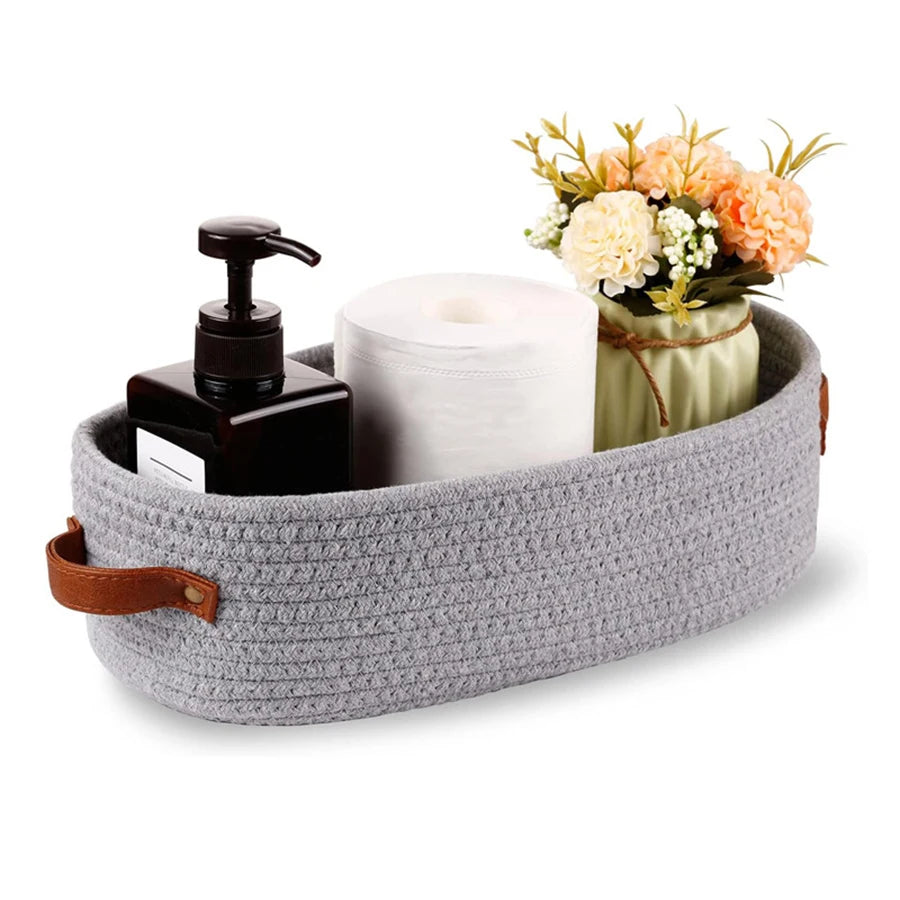 Nordic Cotton Rope Woven Storage Baskets - Desktop Sundries Organizer for Keys & Cosmetics