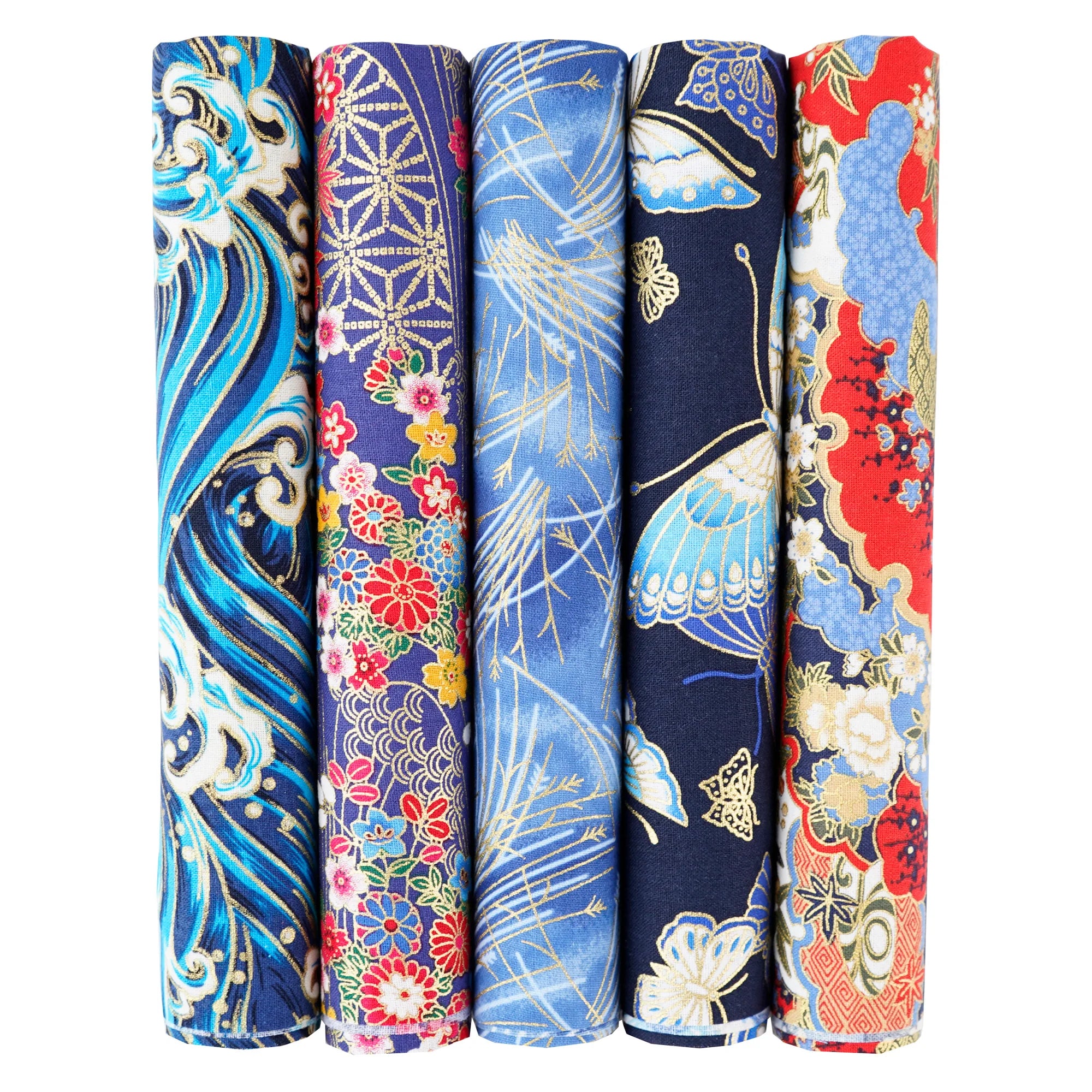 100% Cotton Fabric Bundle - 5 Different Designs for DIY Quilting, Sewing & Patchwork Crafts (50x50cm & 25x25cm)
